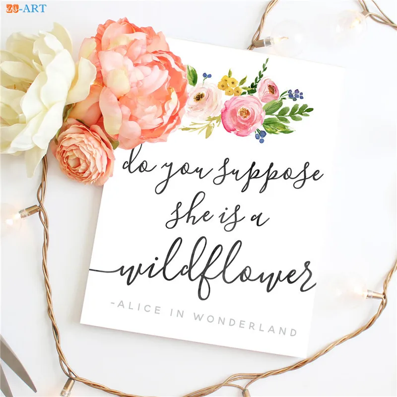 Флоральная живопись на холсте с изображением оленя, цитатой, постером искусства стены, декором детской комнаты в стиле лесной детской. Картина без рамы.