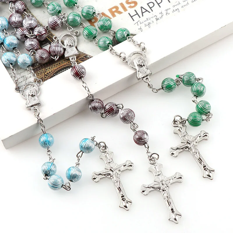 8 мм серебряное круглое пластиковое с принтом|necklace with|rosary necklacenecklace necklace |