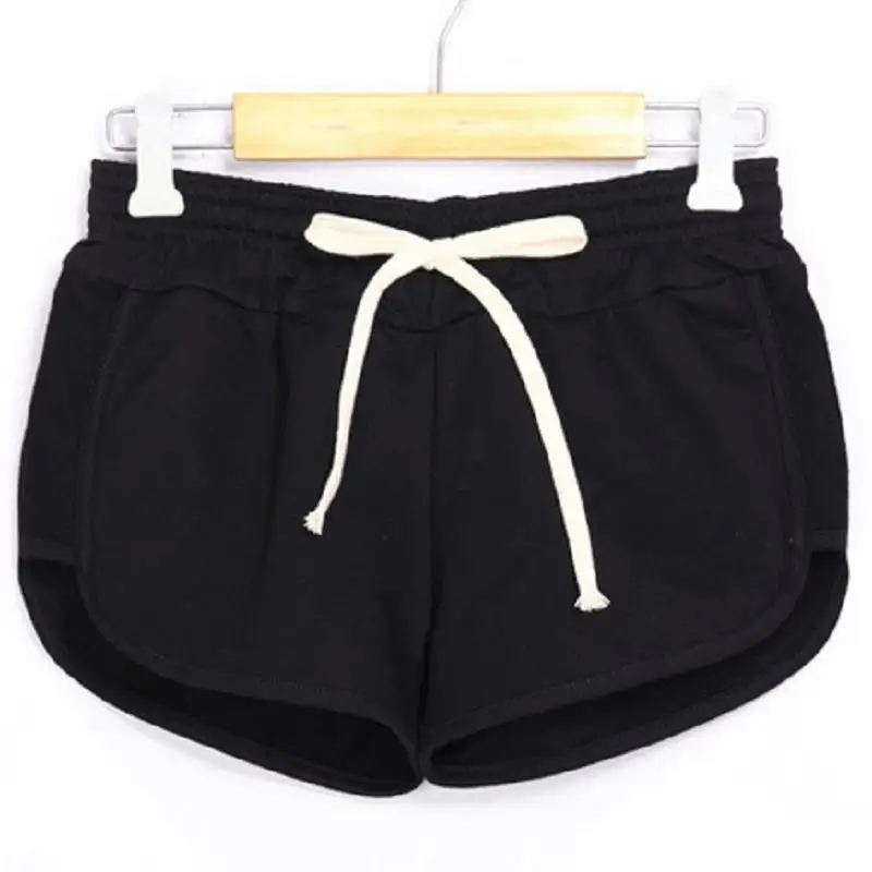 Карамельный цвет повседневные хлопковые короткие шорты с эластичной резинкой на