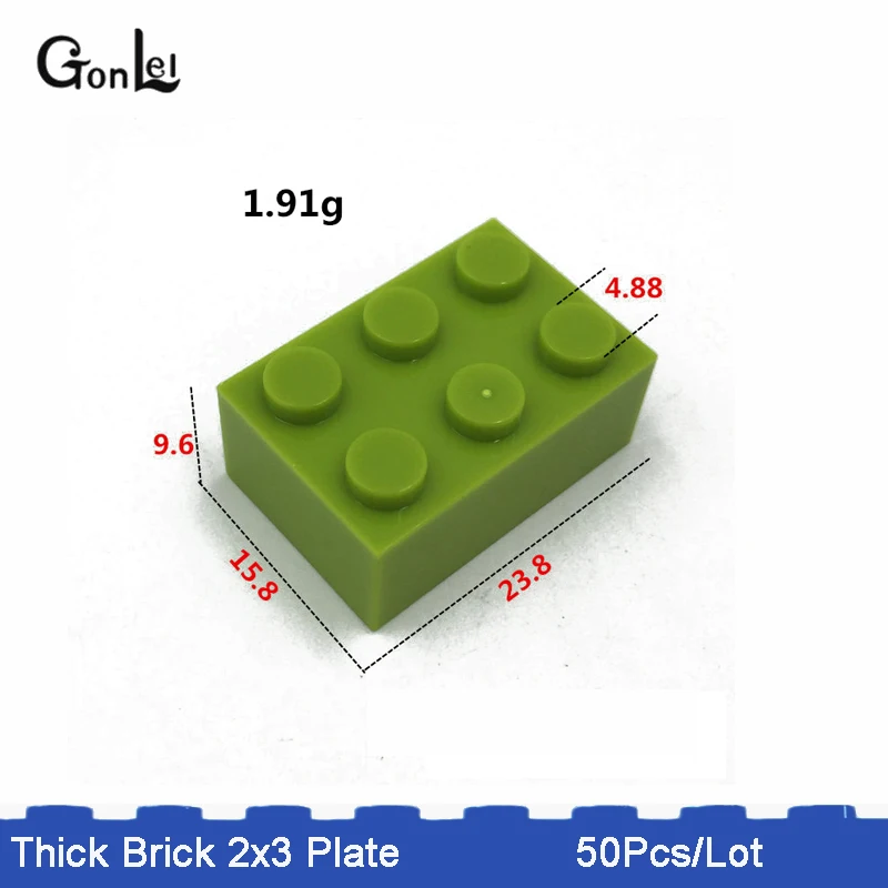 50 шт./лот MOC толстый Кирпич 2x3 Плиты строительные блоки сборные Кирпичи DIY игрушки