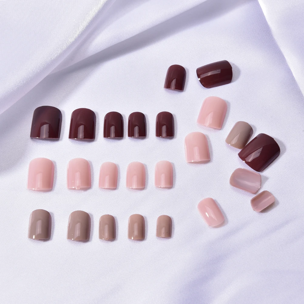 Полные накладные ногти градиентные телесного цвета с модным жемчугом клеем 24 шт.