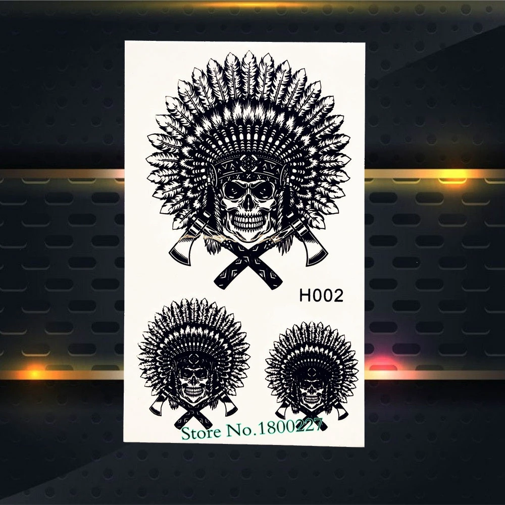 Восьмиугольные дизайнерские временные моментальные черные татуировки тотемные