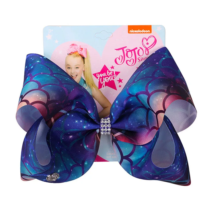 Jojo Siwa Grosgrain ручной работы ленты большой 8 дюймов волосы луки узор красивый подарок с зажимом аллигатора для детей девочек головные уборы - Цвет: 3