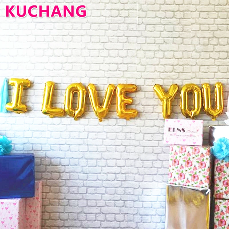 Воздушные шары из фольги Я люблю тебя 8 шт./компл. 16 дюймов золотые серебряные