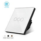 Европейский стандарт настенный сенсорный выключатель Роскошный белый кристалл стекло, сенсорный выключатель + светодиодный индикатор, 170-250 В, настенный выключатель света