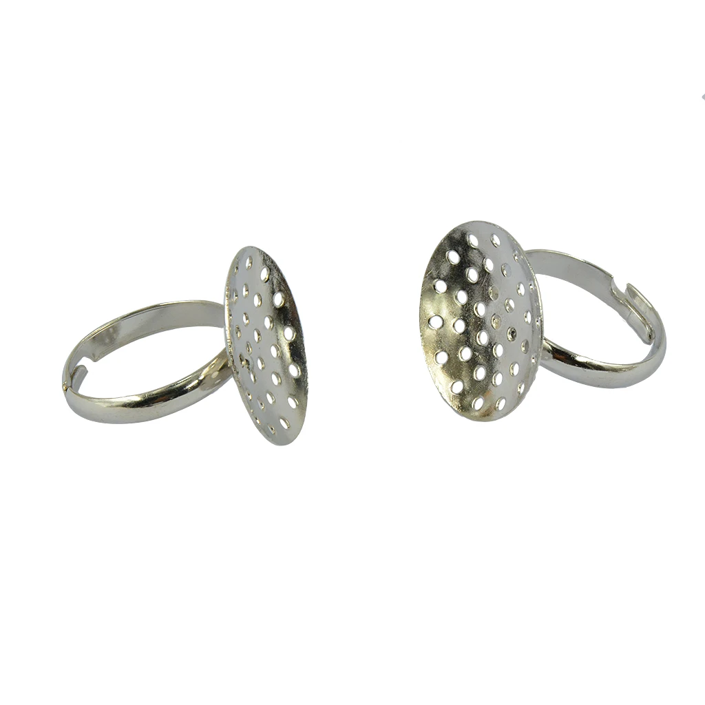10Pieces Silver Color Plated Adjustable Ring Blanks sieve Base 20 mm Findings | Украшения и аксессуары