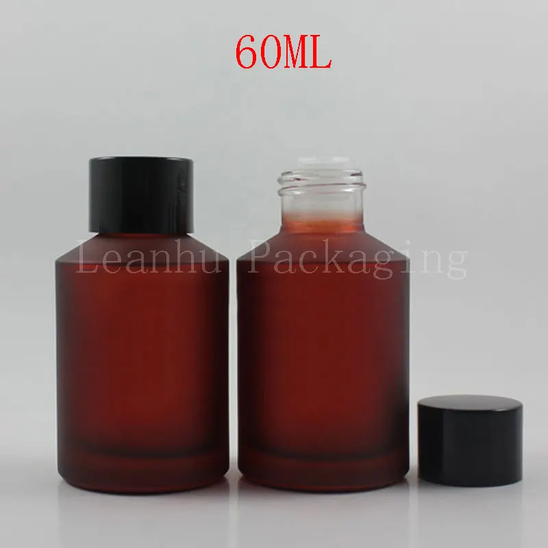 

Оптовая продажа, красная матовая стеклянная бутылка 60 мл с черной закручивающейся крышкой, упаковка для тонера/воды 60 куб. См, косметическая упаковка для розлива