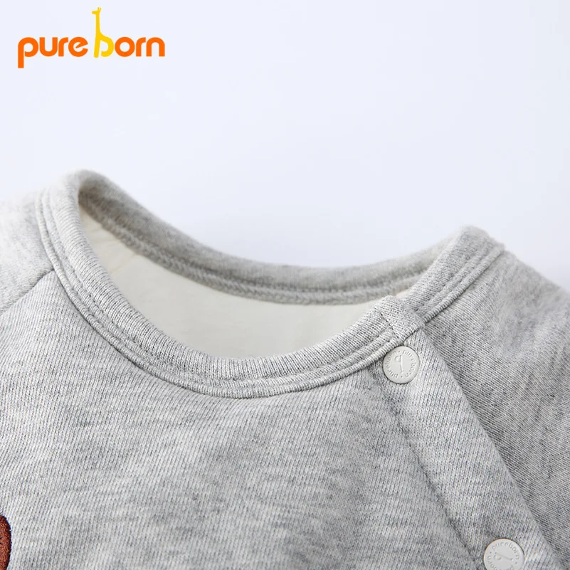 Pureborn детские комбинезоны зимние теплые Одежда для новорожденных с длинным