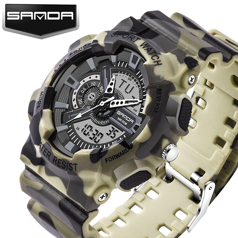 SANDA модные спортивные часы для мужчин дайвинга военные s лучший бренд класса люкс