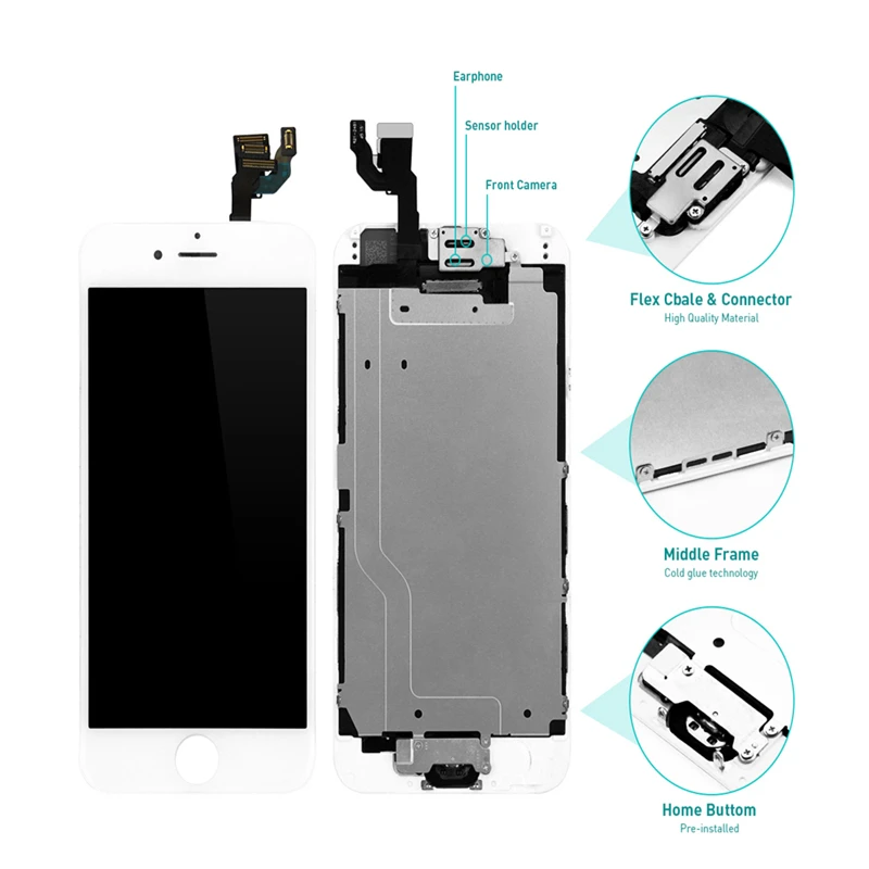 AAA полный Замена ЖК сенсорный экран дигитайзер для iPhone 6 6s Plus + кнопка домой