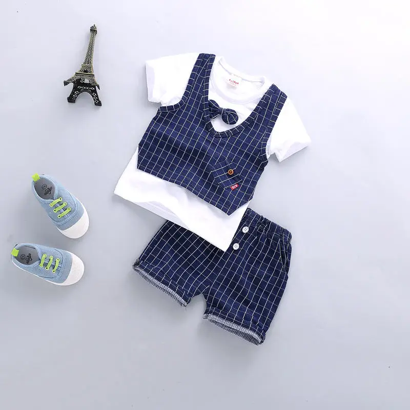 baby boy gentleman suit summer clothes set newborn infant clothing 2 piece t-shirt + shorts little man outfit for boys 2019 |
