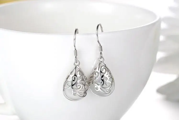 Серебро 925 пробы Модные природный камень опал капли воды ladies'drop серьги женский подарок Прямая женской одежды