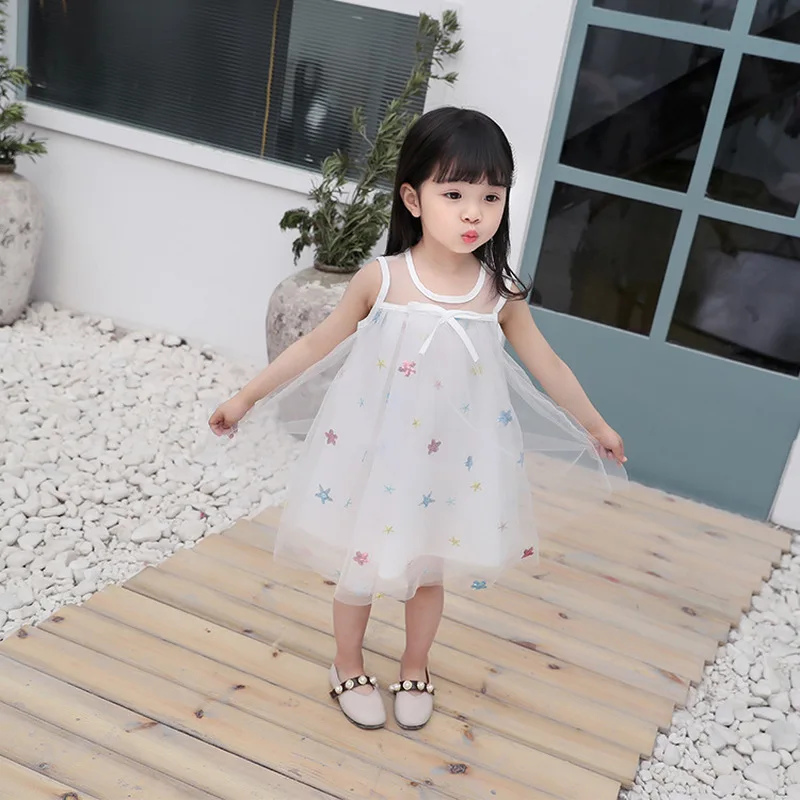 Jargazol Summer Flower Girls Dresses 2019 Star Embroidery Sleeveless Princess Dress Elegant Sequins Toddler Girl Outfits | Детская