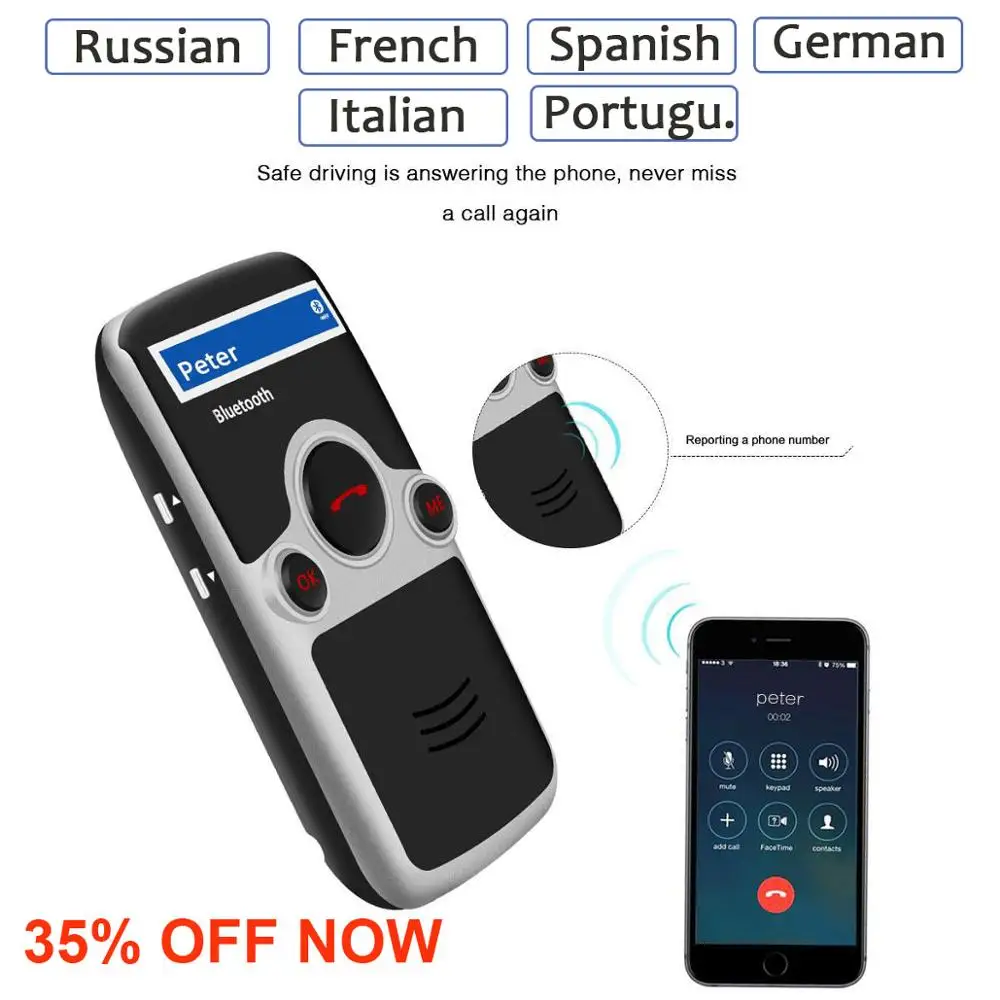 Siparnuo hands free для автомобиля солнечная мощность Bluetooth автомобильный комплект ЖК
