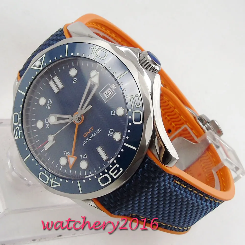 Мужские часы с сапфировым стеклом синим циферблатом и календарем 2019 | Наручные