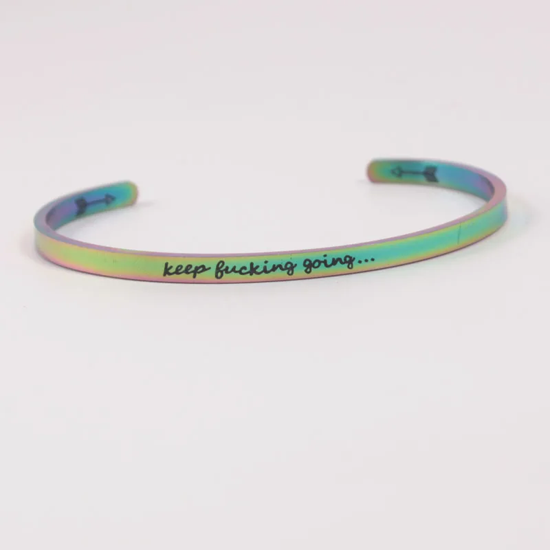 Радуга &quotты мой человек&quot Нержавеющая Сталь C Форма браслет с мантрой открытый