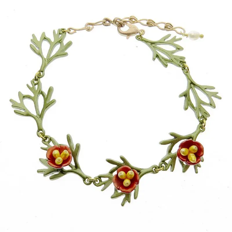 Производство винтажных украшений натуральный жемчуг опийный мак цветок зеленый