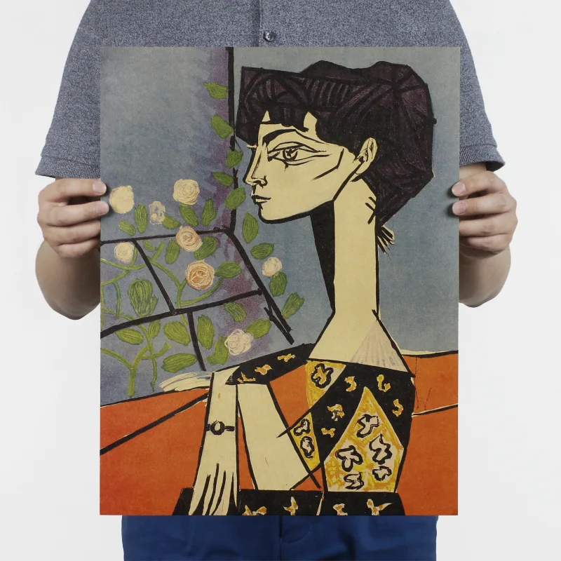 Картина маслом Пикассо жакелин и цветы/наклейки на стену из крафт бумаги в стиле