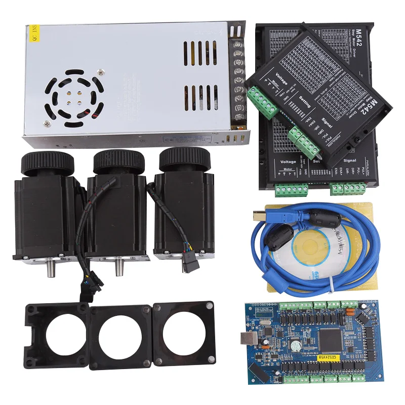 2018 ЧПУ MACH3 USB Комплект 3 шт. Nema 23 шаговый двигатель 57HS76 3A + драйвера M542 плата