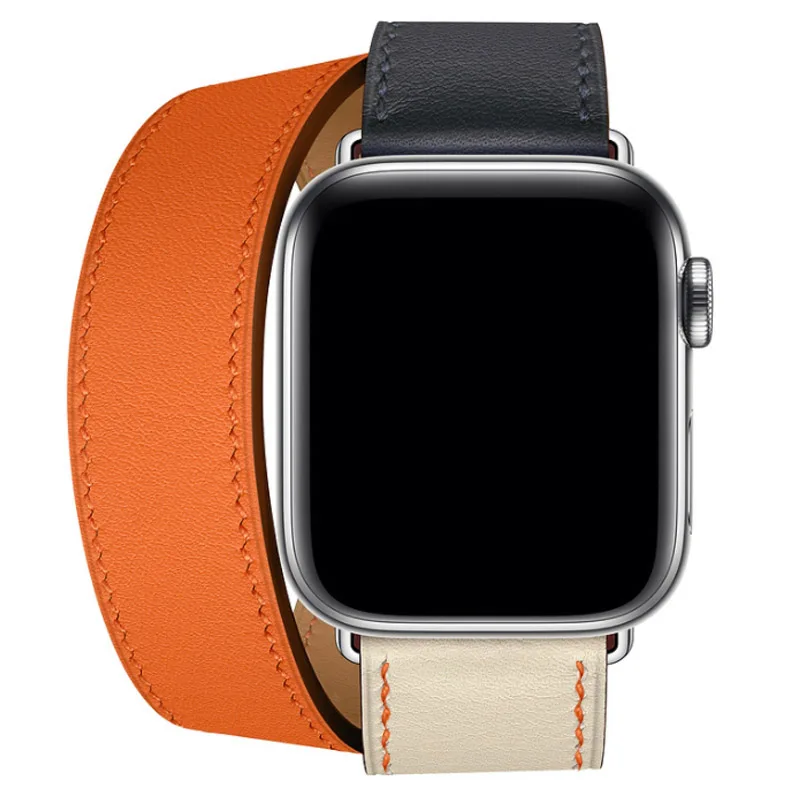 Для Apple Series 4 новейший офисный ремешок двойной тур Ремешки для наручных часов из натуральной кожи ремешок для Apple Watch 1 2 3 herm браслет на запястье