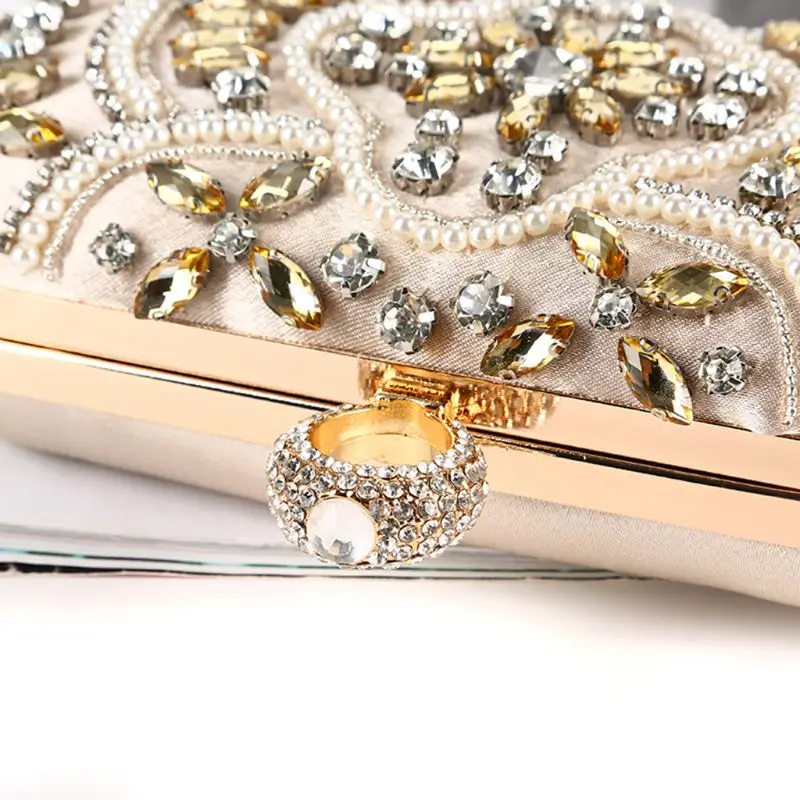 Party bags Evening Bags Diamond Pearls Beaded Wedding Clutch Women's Purse Handbags Wallets Evening Clutch Bag silver clutch