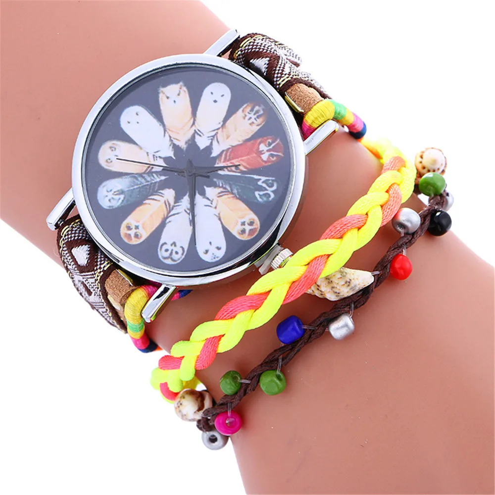 Часы otoky женские часы модные с черным цветком Аналоговые кварцевые наручные из