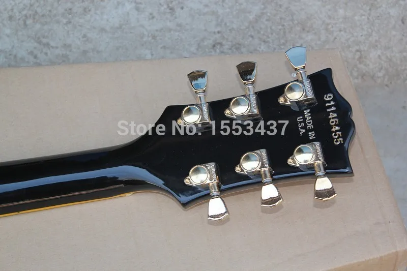 Free shipping 2015 New Arrival LP CUSTOM Ebony fingerboard Electric guitar Yellow bag edge 3piece Pickup Large rocker | Спорт и