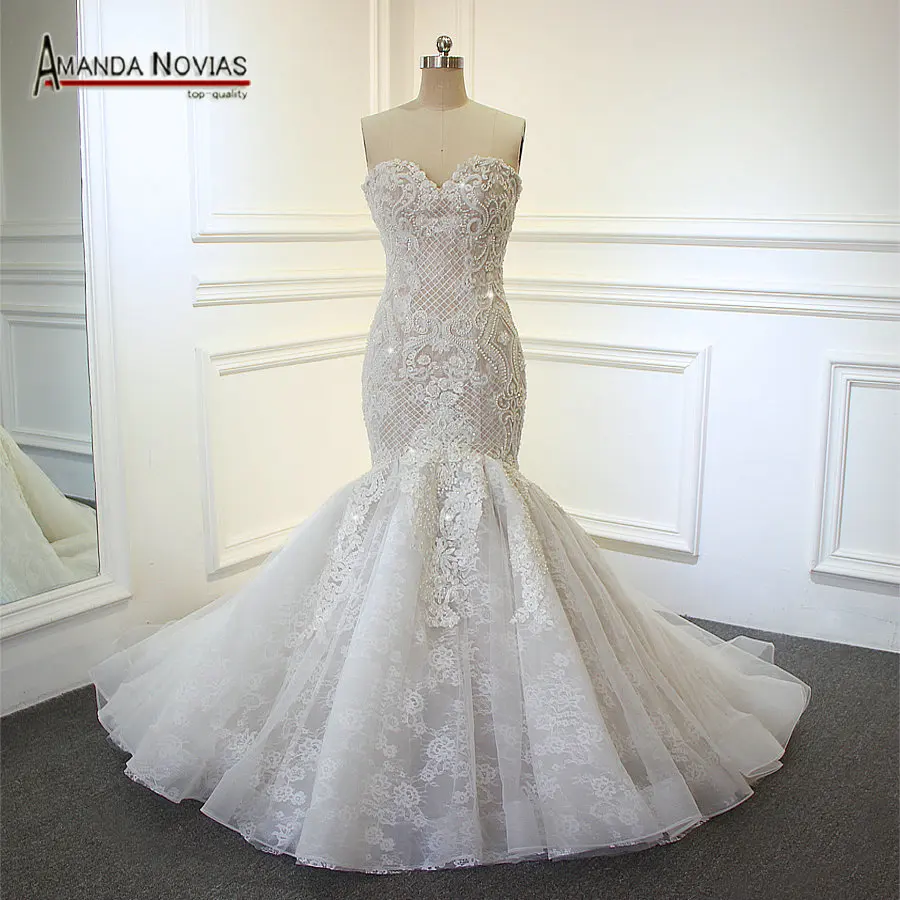 Свадебное платье русалки цвета шампанского с бусинами 2020|mermaid wedding dresses|wedding