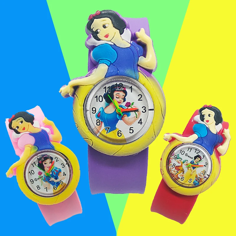 Фото Новые женские часы принцессы из мультфильма детский браслет резиновые детские