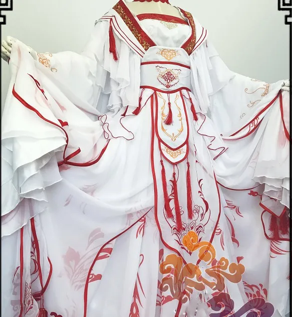Чудо Никки серия Xue Ji Tian белый красный костюм для косплея с вышивкой Hanfu Huo Guo Xi He