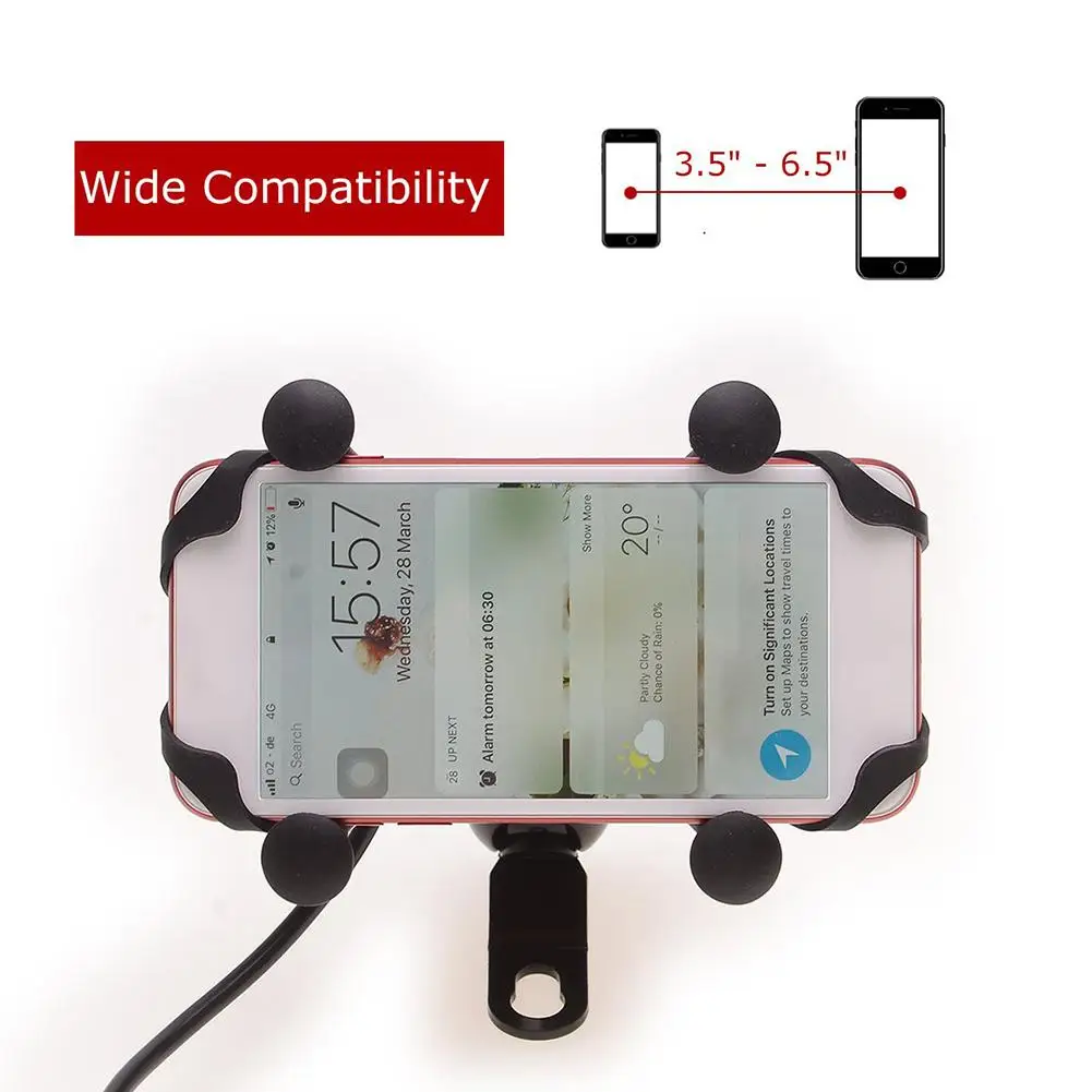 

Universal Motorcycle Cell Phone Mount Holder Waterproof with USB Charger 360 Degrees Rotation for GPS ATV Scooter Moped Cruiser