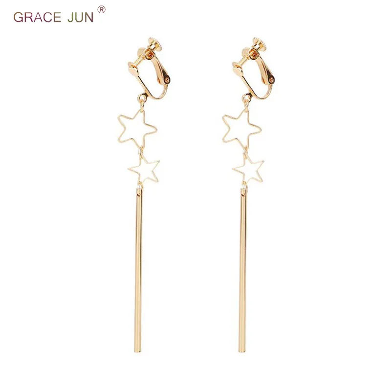 Женские серьги Клипсы из меди GRACE JUN клипсы с двойной звездой без проколов