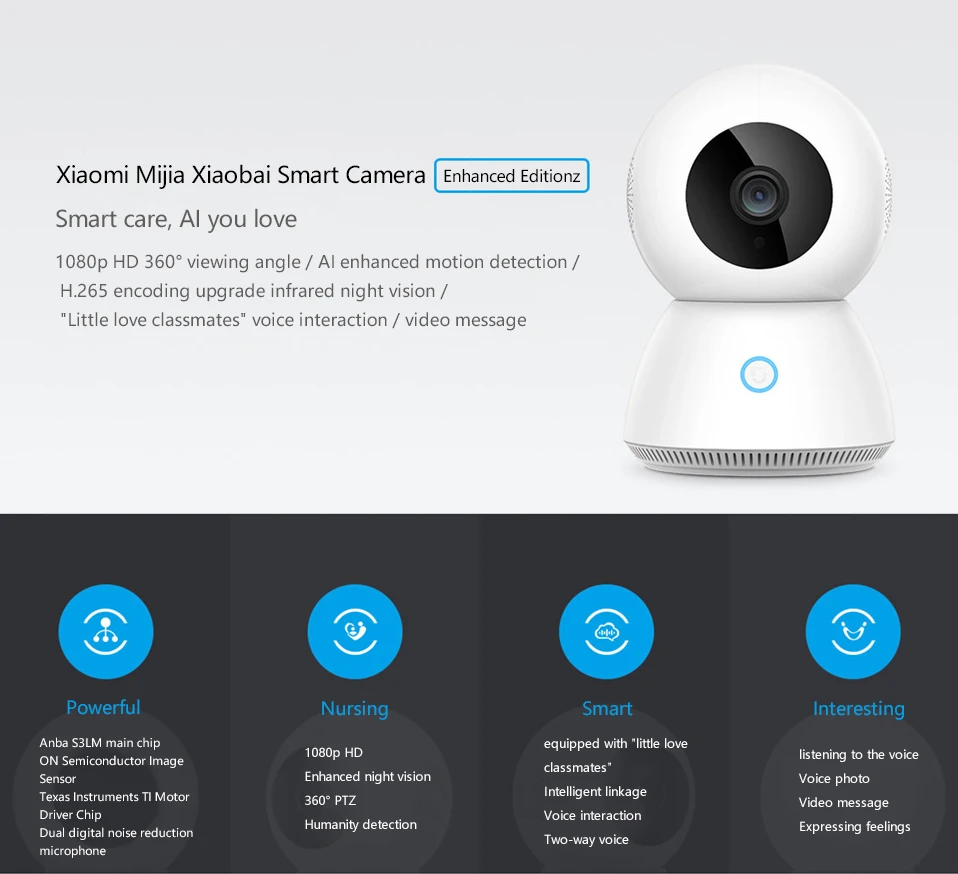 Xiaomi Mijia xiaobay Smart I P камера AI улучшенная версия 1080P Full HD видеокамера ночного видения WiFi умная камера управление приложением