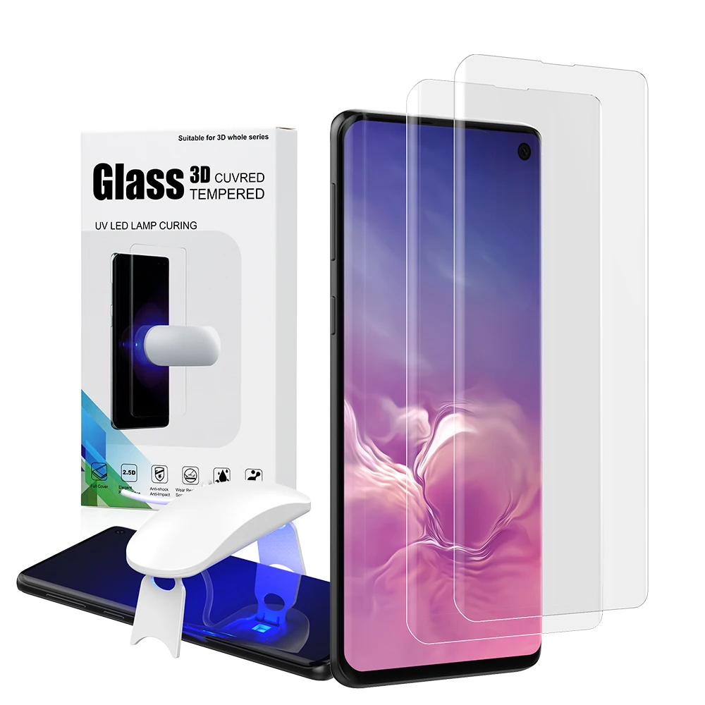Защита экрана с разблокировкой отпечатков пальцев для Samsung Galaxy S10, УФ-пленка, полное покрытие для S10+ S10 5G, закаленное стекло