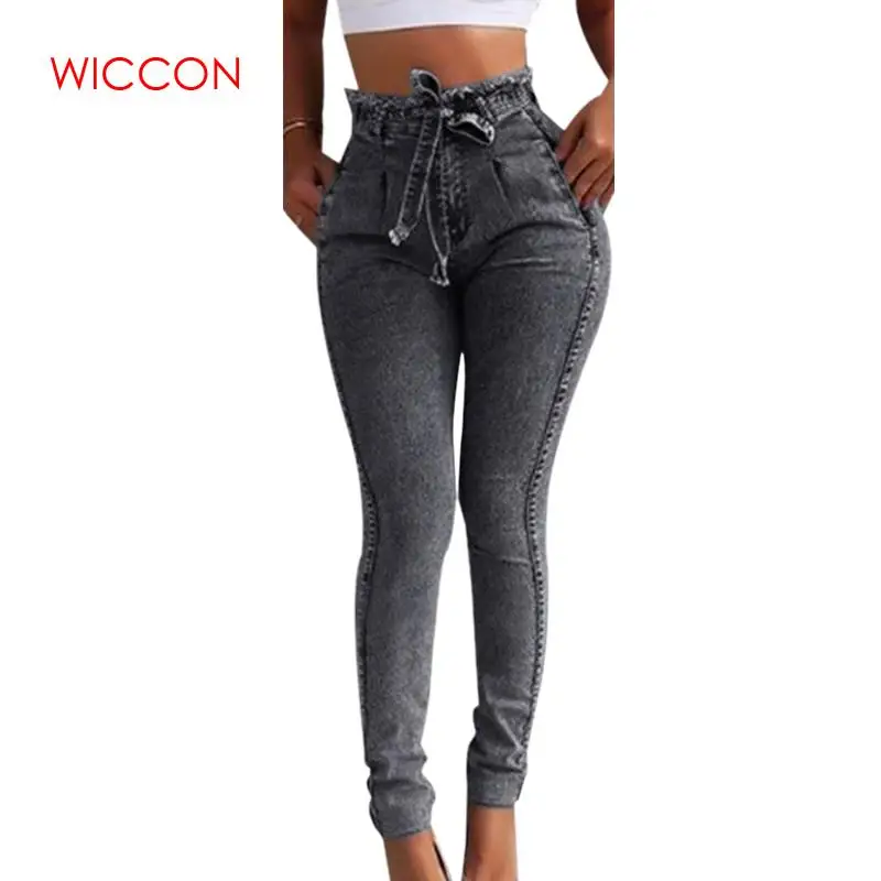

Summer High Waist Jeans Women Streetwear Bandage Denim Plus Size Jeans Femme Pencil Pants Spring Skinny Jeans
