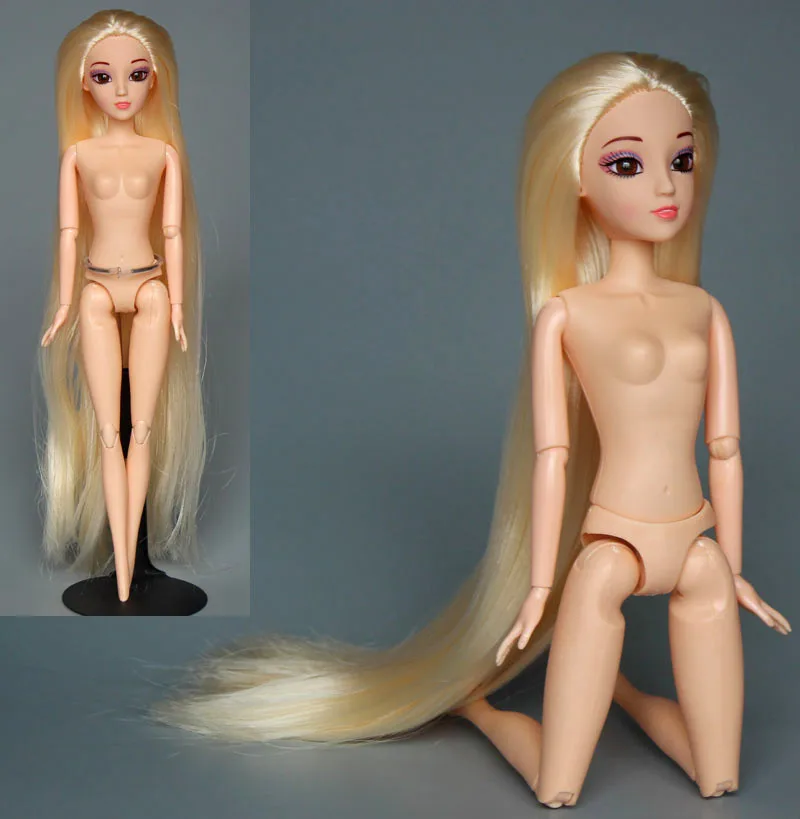 Супер длинные прямые 3D глаза Обнаженная кукла игрушка/12 Φ/29 см высота/Косплей