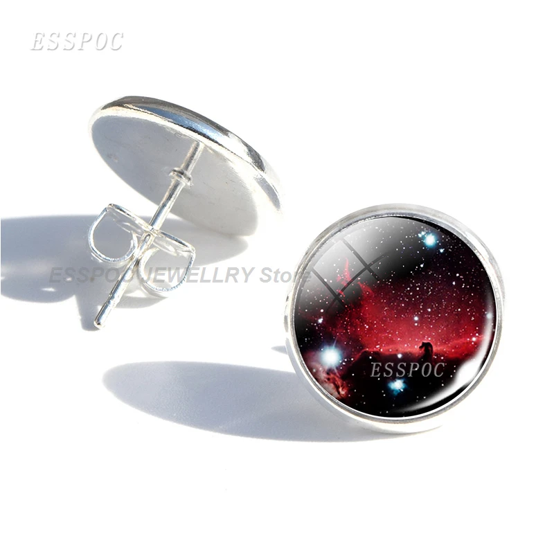 Серьги пусеты Earth Moon Stars Planet style бижутерия со стеклянными кабошонами подарки для