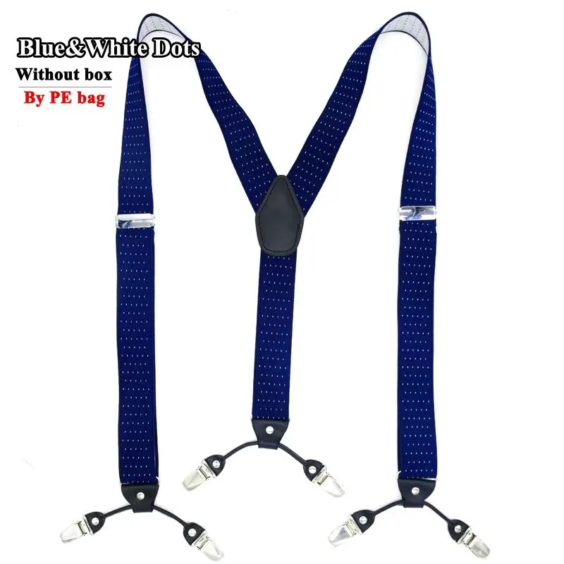 Blue white with PE Черные кожаные подтяжки мужские ремни подтяжки в офисном стиле модные подтяжки винтажные повседневные подтяжки Tirante брюки ремень breteles - Цвет: Blue white with PE