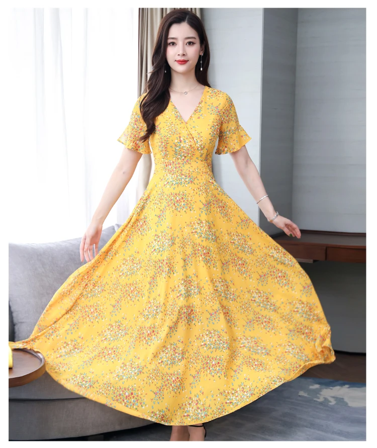 Женское шифоновое платье длинное пляжное макси Повседневные Вечерние платья