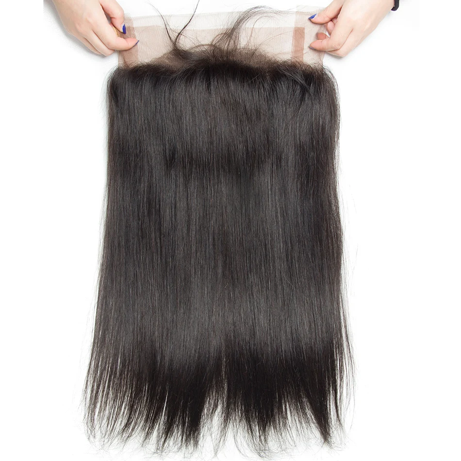 ALIBELE HAIR Peruvian Straight 360 Lace Frontal Pre Plucked Remy Human Hair Hand Tied 130% Density Full Closure | Шиньоны и парики