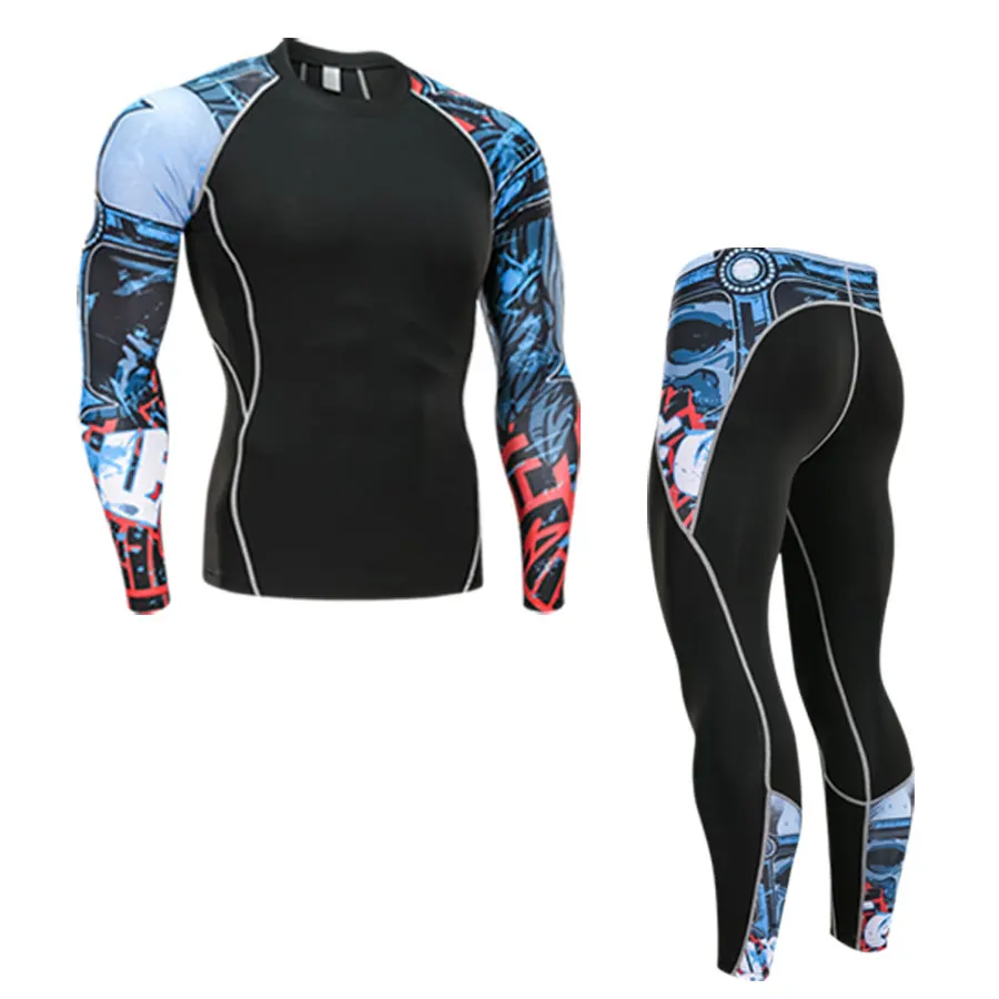 Лучший новый мужской компрессионный комплект трико для бега тренировок фитнеса