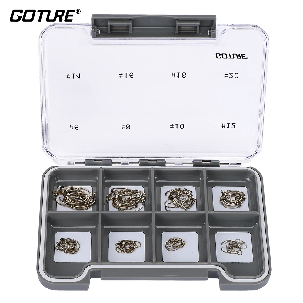 

Goture 120pcs High Carbon Steel Fly Fishing Hooks Dry/Nymph Fly Tying Hook with Waterproof Magnetic Components Box