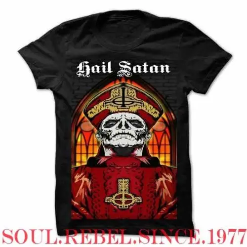Футболка с надписью Hail satan в стиле панк альтернативный рок Мужские