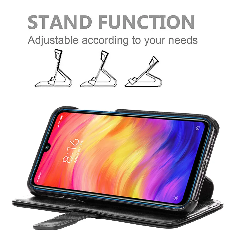 Чехол для Xiaomi Redmi Note 7, роскошный чехол-книжка из искусственной кожи с откидной крышкой, чехол-кошелек с подставкой, красный чехол для mi 6 Pocophone F1 mi 9 mi 9 SE, Чехол для карт