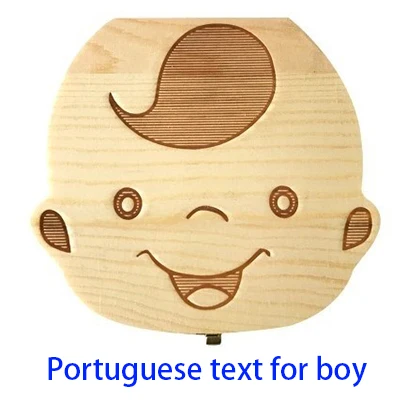 Portuguese Boy Испанский/английский/Португальский/французский/Россия детская деревянная коробка для зубов органайзер для хранения молочных зубов для сбора зубов Umbilica Lanugo сохранить подарки - Цвет: Portuguese Boy