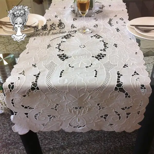 [Классический] Экспорт в Европу Shouxiu пустотелая вышивка белый льняной стол