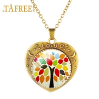 tafree vintage flower heart pendant necklace antique bronze plated flower dress pendant valentines day gifts jewelry a344