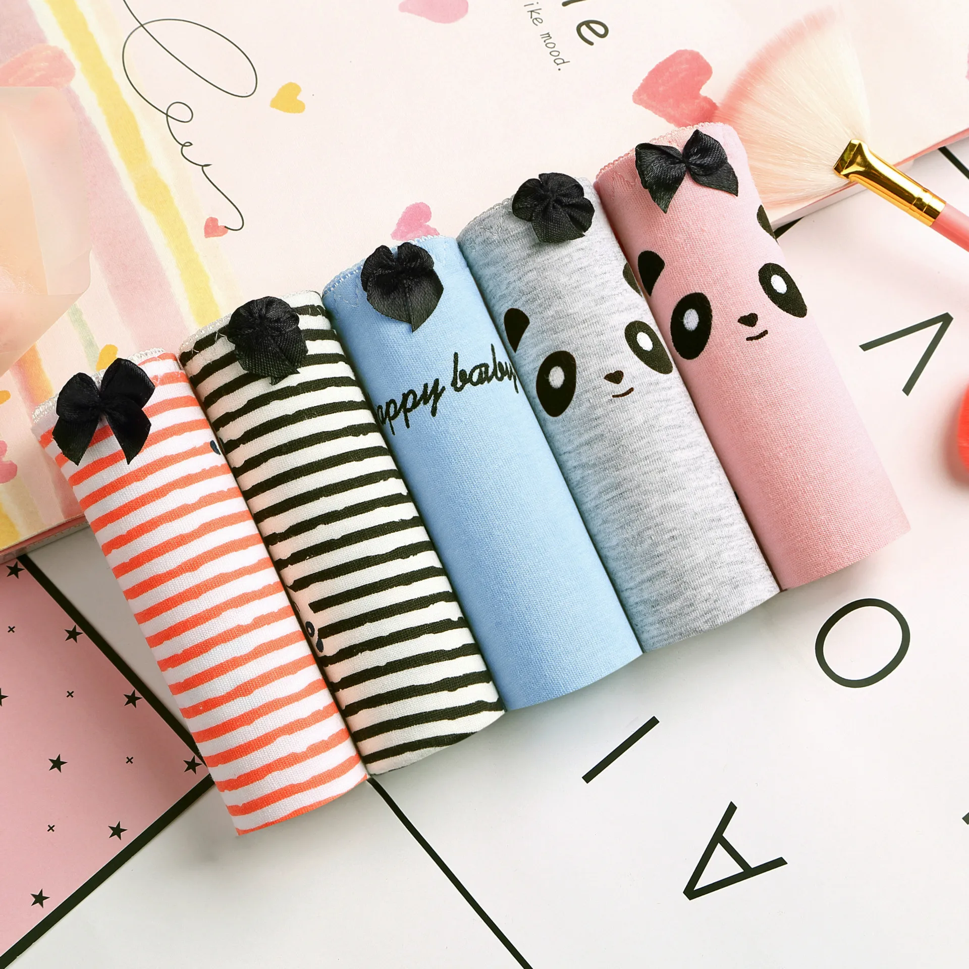 Милые трусики с пандой для девочек нижнее белье мультяшным рисунком