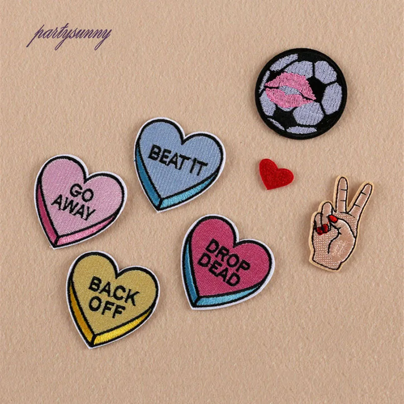 8 шт./лот Любовь Патч Письмо Палец Компьютерная Вышивка Патчи Рука Швейная