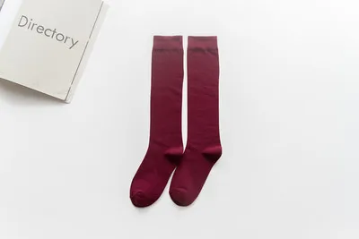 dark red 4 шт. = 2 пары Хлопковые женские гольфы осень зима женские студенческие повседневные милые свободные длинные чулки Прямая - Цвет: dark red